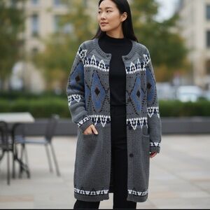 Free People Frosted Fair Isle Cardigan – Mohair Wool Blend, Medium